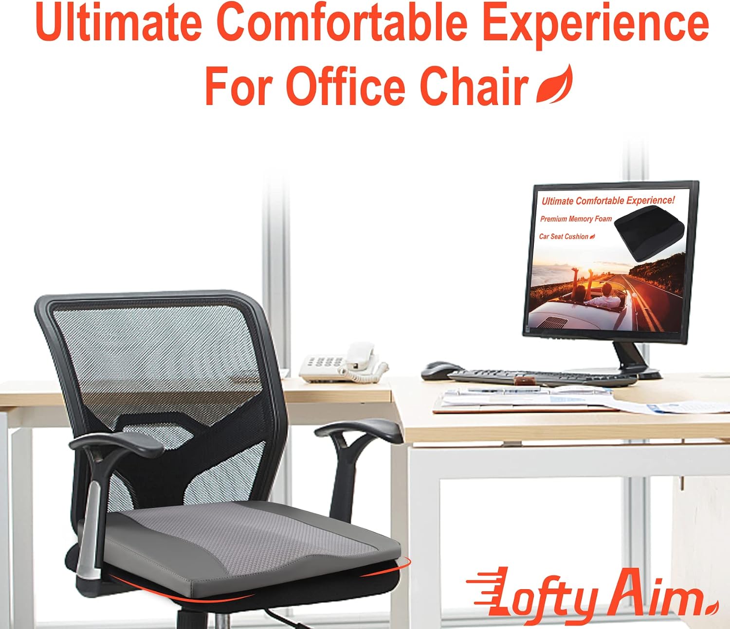 Lofty Aim Car Seat Cushion, Memory Foam Car Seat Cushions for Long Driving