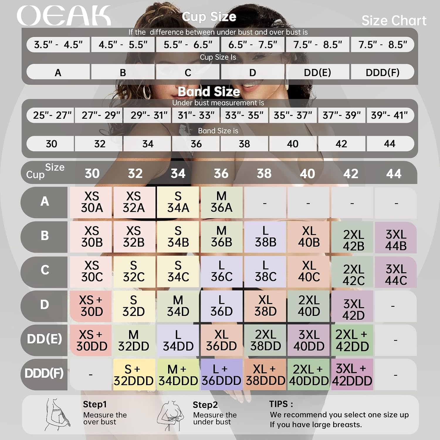 OEAK Womens Jelly Bras Wireless Deep V Comfy Push Up Tshirt Bras M+ Beige