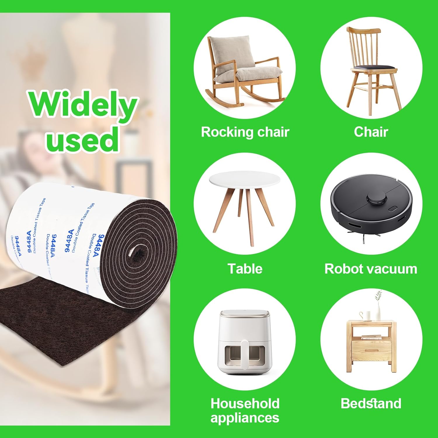 Felt Furniture Pads, Adhesive Felt Roll 5"x 40" Brown