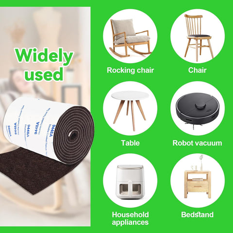 Felt Furniture Pads, Adhesive Felt Roll 5"x 40" Brown