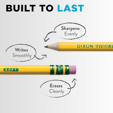 Ticonderoga Wood-Cased Pencils, #2 HB Soft, Yellow, 12 Count