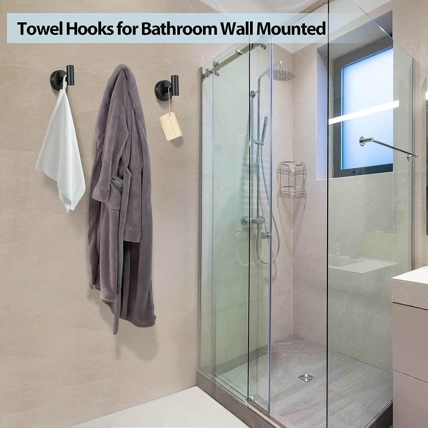 Kruodop Towel Hooks for Bathroom,4 Packs Wall Mount Towel Holder,Black Matte Wall Robe Hook,Stainless Steel Heavy Duty Door Hanger Towel Hook for Kitchen, Bedroom,Hotel,Pool,Coats - Gold
