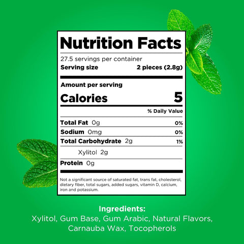 PUR Gum, Spearmint, Xylitol Gum, No Artificial Flavor, 165 Count (3x55)