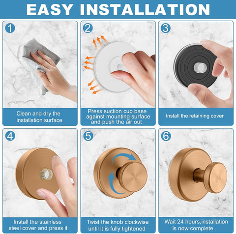 Suction Cup Hooks for Shower, No Drill Towel Hooks for Bathroom