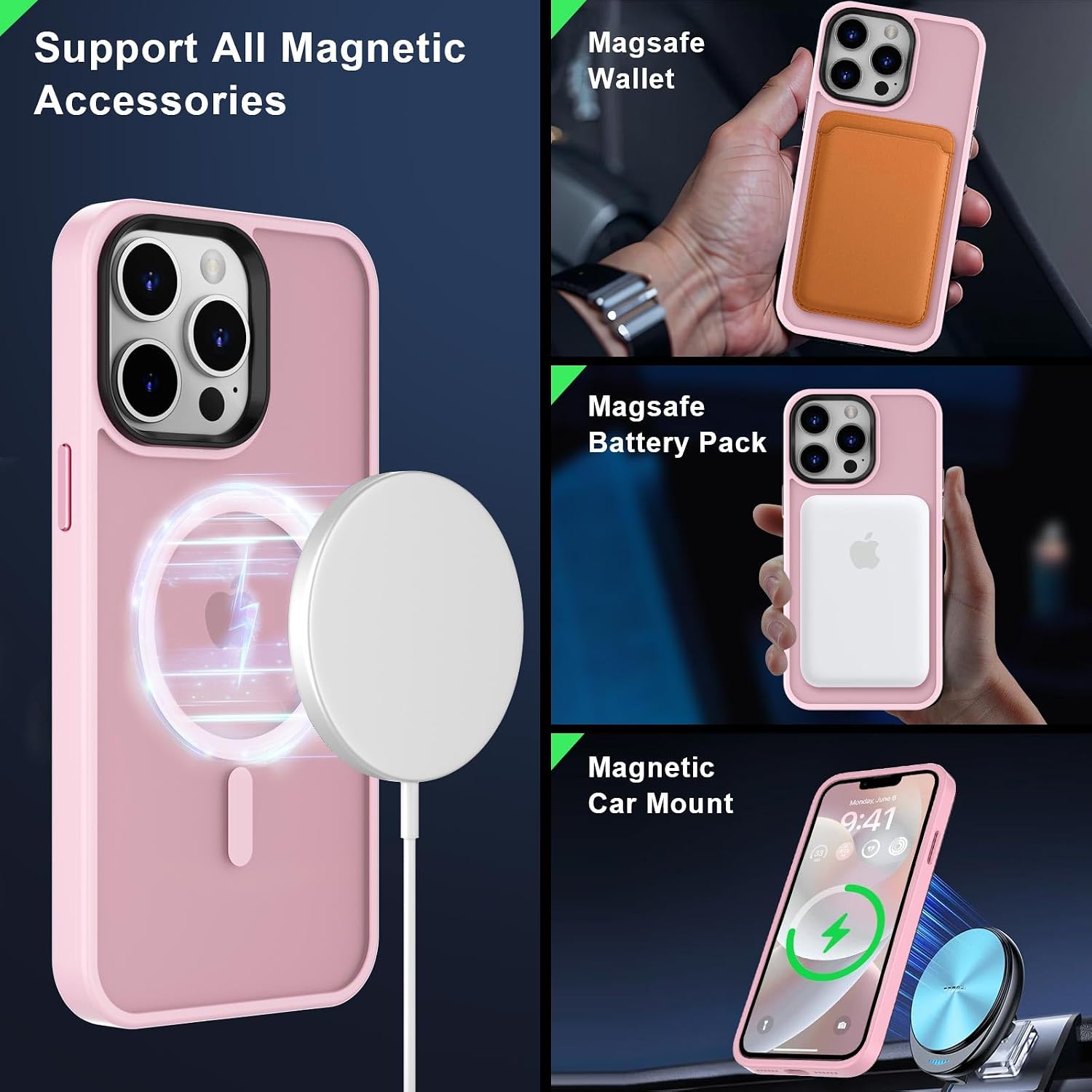 MOCCA Magnetic Shockproof for iPhone 12 Pro Max Case,Pink