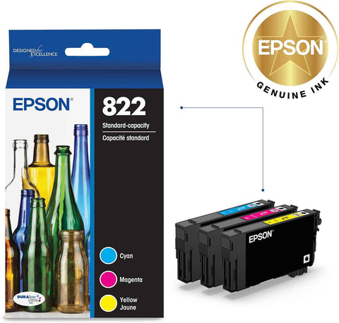 Epson 822 Genuine Ink Standard Capacity Color Cartridge 4-Pack T822520 | Works with WorkForce Pro WF-3820 WF-3823 WF-4820 WF-4830 WF-4833 WF-4834 Printers