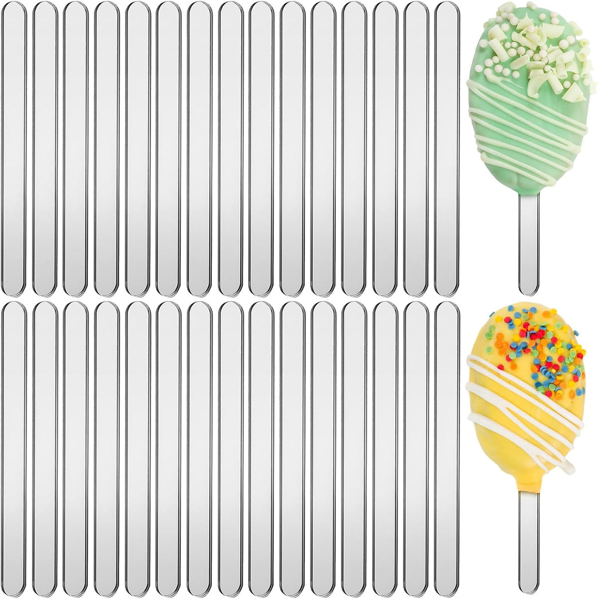 30 Pcs Reusable Acrylic Cakesicle Sticks, 4.5 Inches, Classic Color