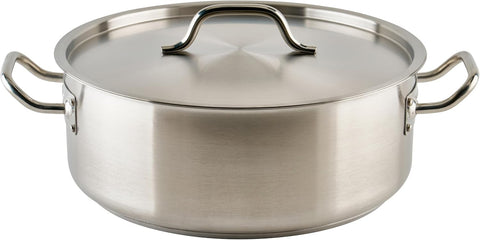Winco 15 qt Stainless Steel Brazier Pan with Lid