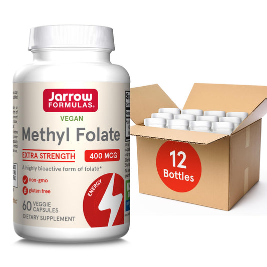 Jarrow Formulas Extra Strength Methyl Folate 400 mcg, Dietary Supplement for Cardiovascular and Neurologic Health Support, 60 Veggie Capsules, 60 Day Supply (Pack of 12)