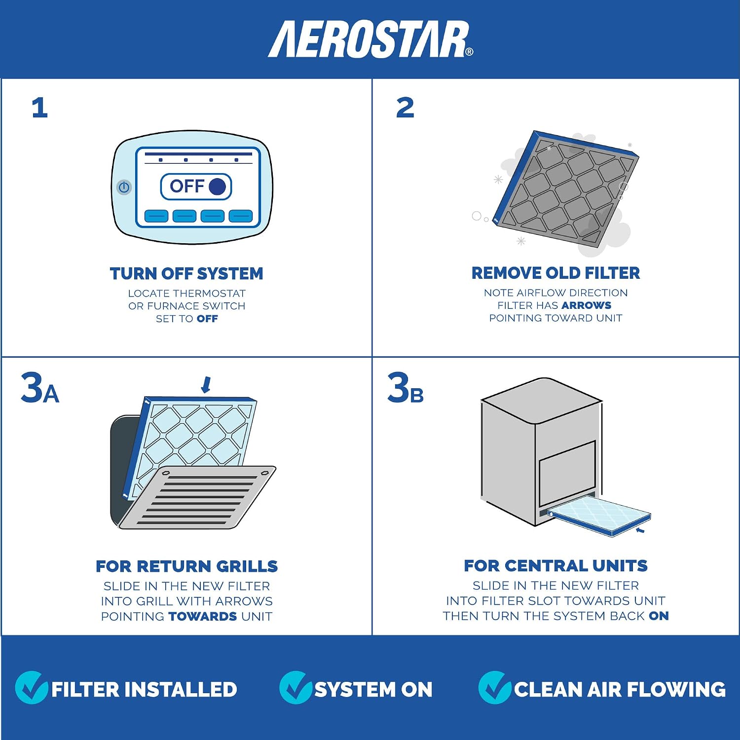 Aerostar Air Filter 16x25x1 MERV 13 AC Filter, HVAC, Furnace Filter, 6 Pack