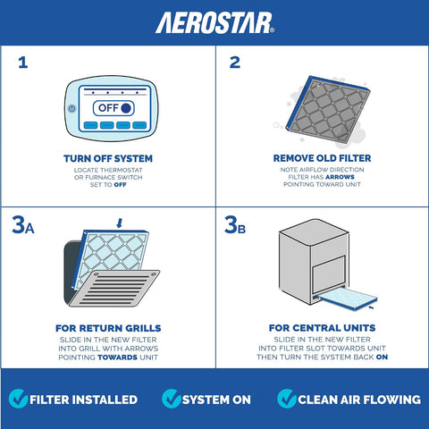 Aerostar Air Filter 16x25x1 MERV 13 AC Filter, HVAC, Furnace Filter, 6 Pack