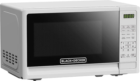 BLACK+DECKER Compact Countertop Microwave Oven 0.7 Cu. Ft. 700-Watts with LED Lighting, Child Lock, White