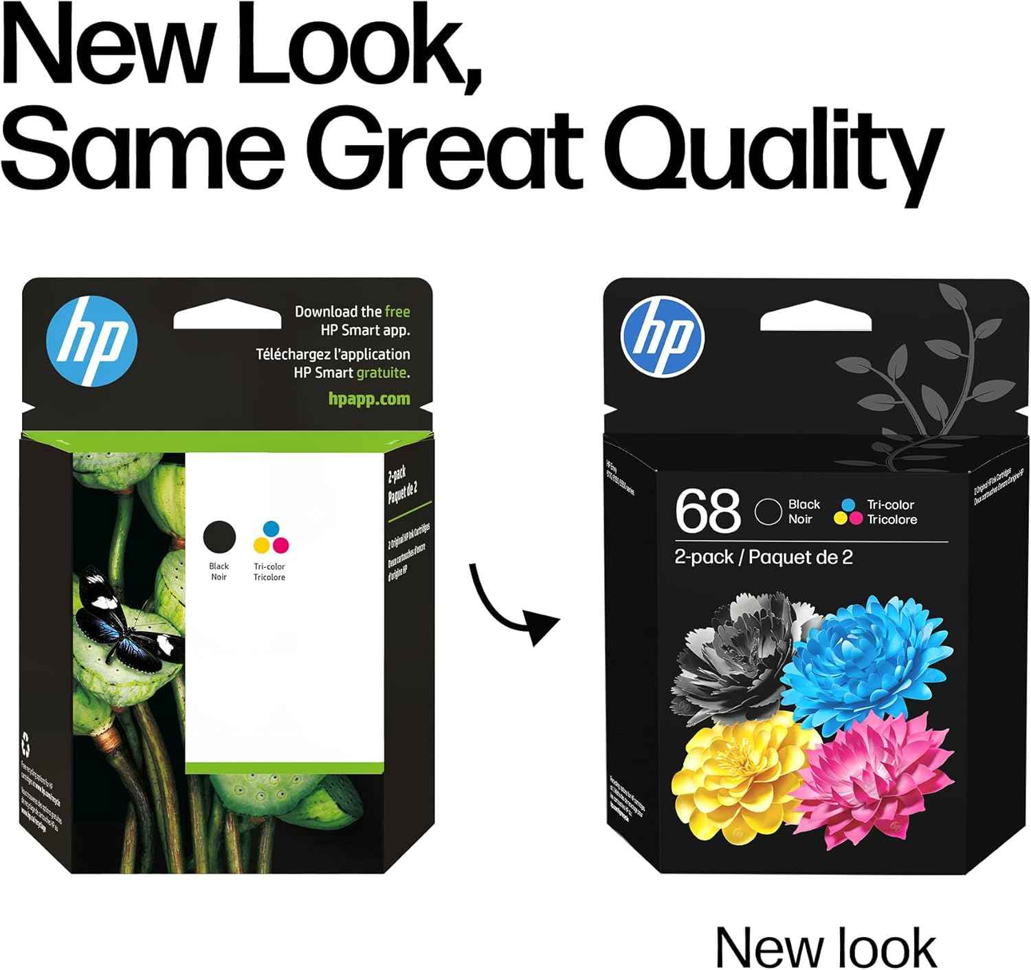 HP 68 Black/Tri-Color Ink Cartridges (2-Pack) | Works with Envy 6100e, 6500e Series | 6L6S2TN | Packaging May Vary