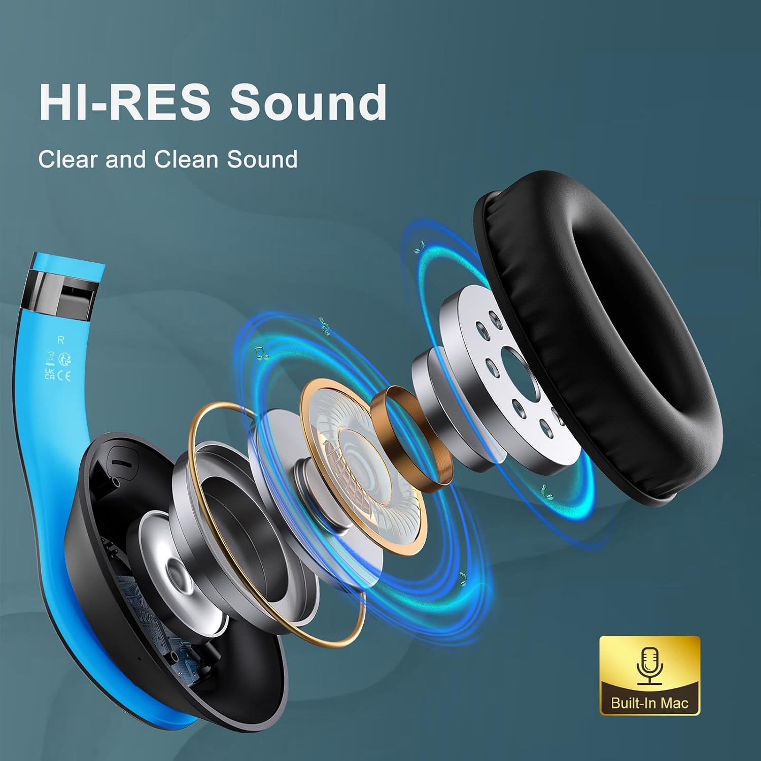 Wireless Bluetooth Headphones Over Ear V6.0 HiFi Stereo with Mic
