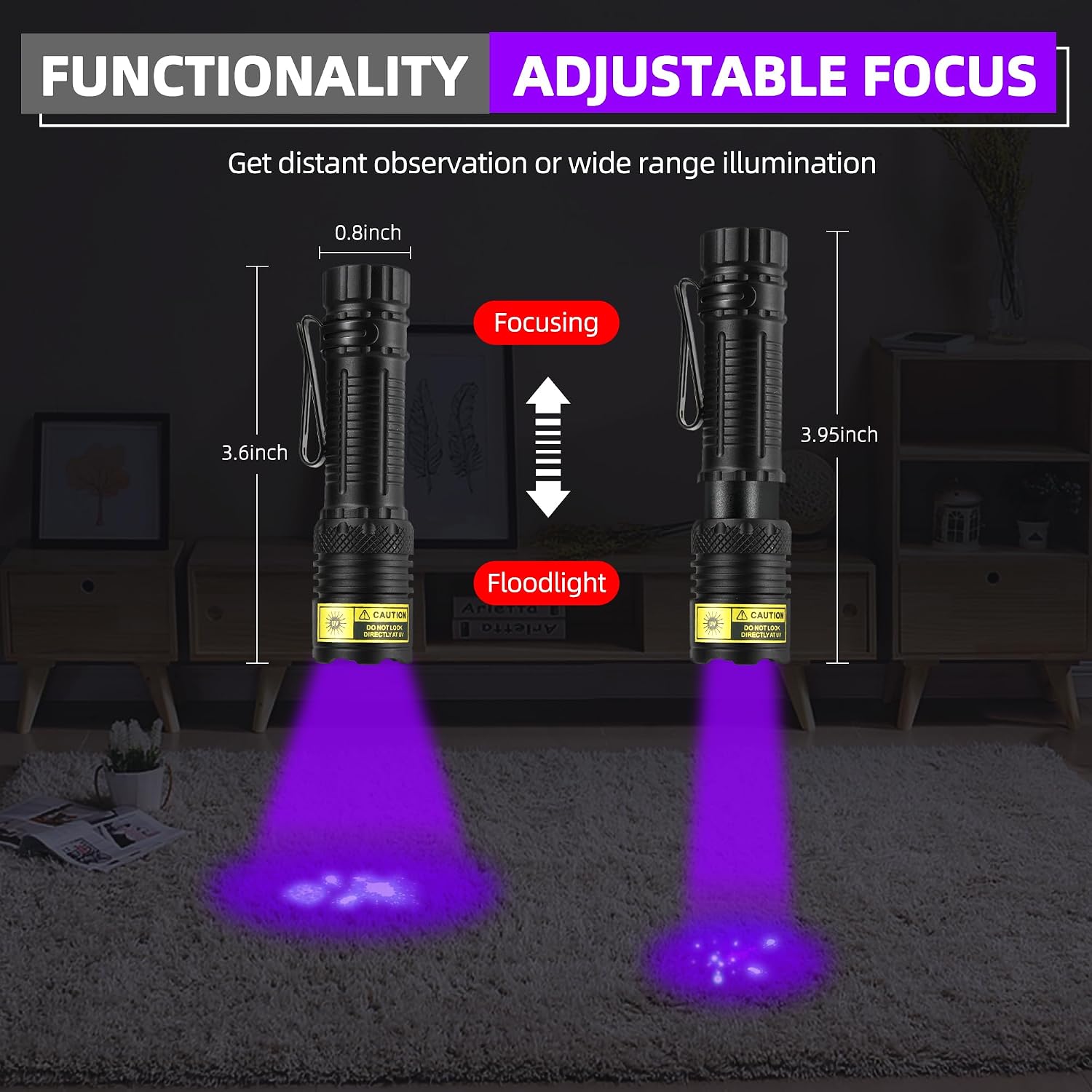 DARKBEAM UV Flashlight 395nm Black Light, Mini Powerful USB-C Rechargeable