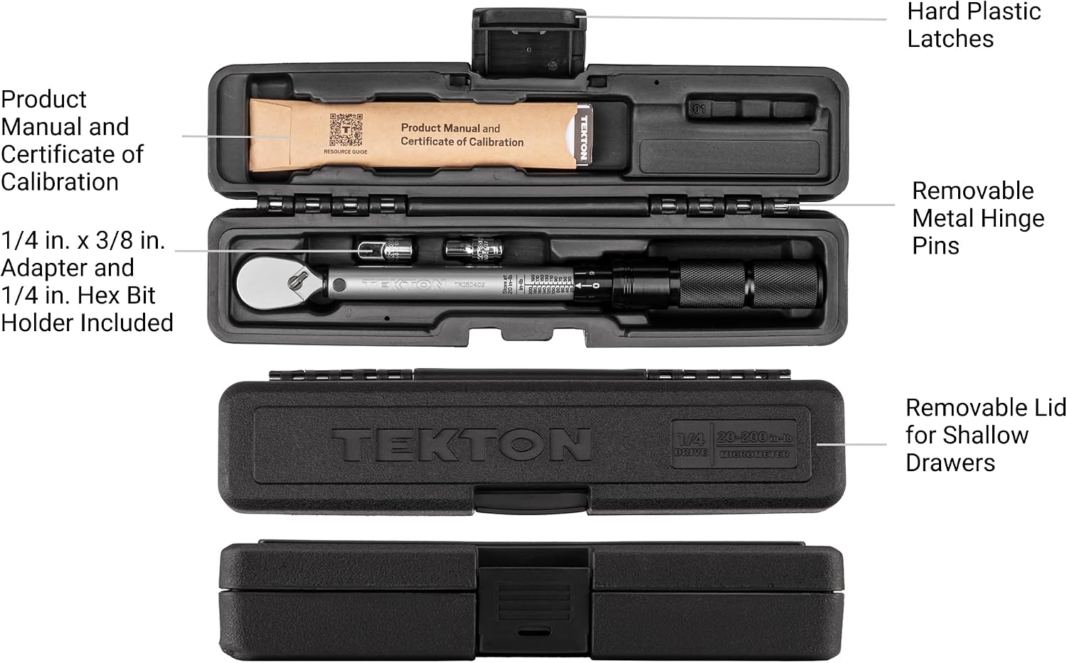 TEKTON 1/4 Inch Drive Micrometer Torque Wrench | TRQ50402