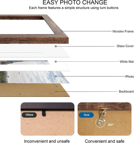 Hongkee 22x22 Frame 2 Pack, Fits 16 4x6 Photo with Mat- Real Glass Cover