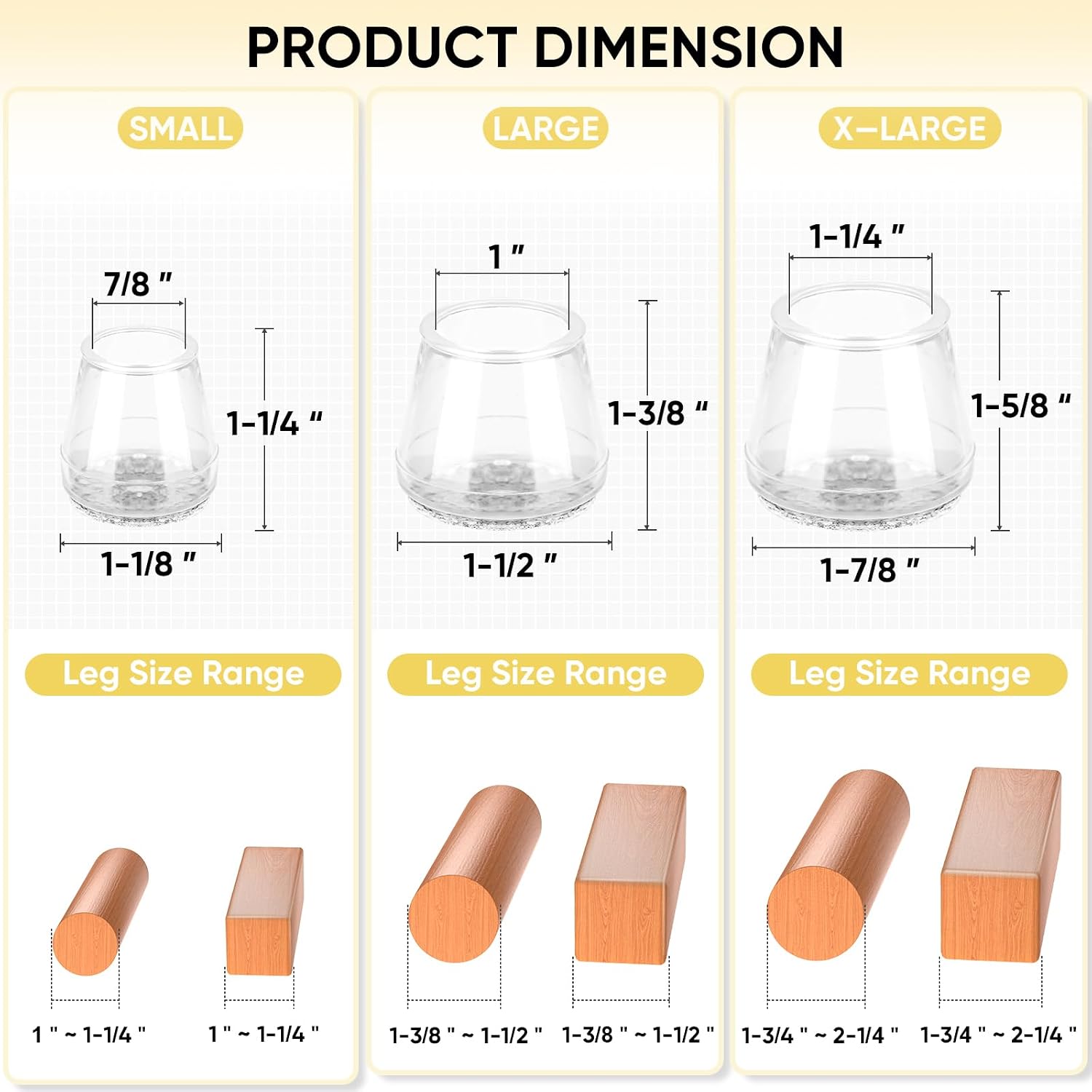 BALEINE 16PCS Silicone Chair Leg Floor Protectors for Hardwood Floors