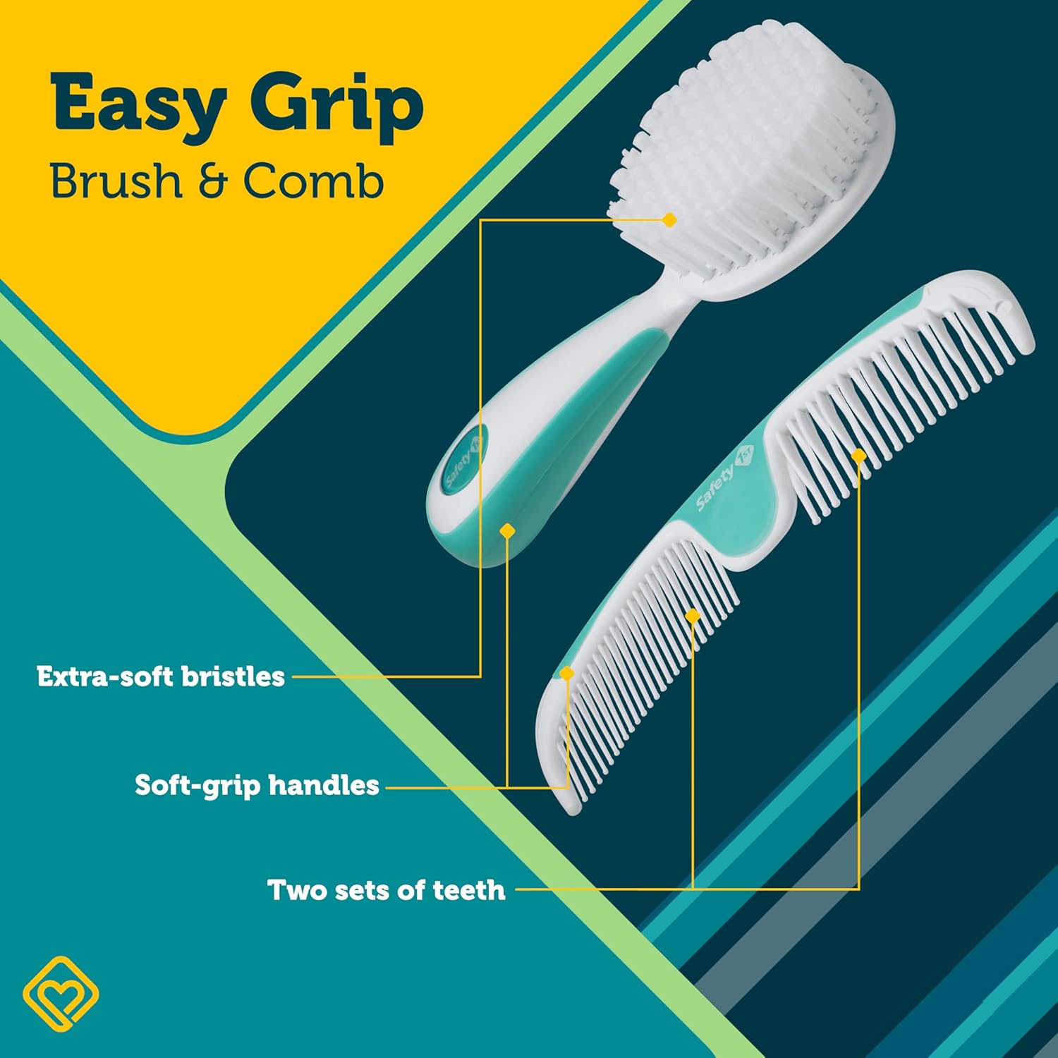 Safety 1st Easy Grip Brush and Comb, Colors May Vary