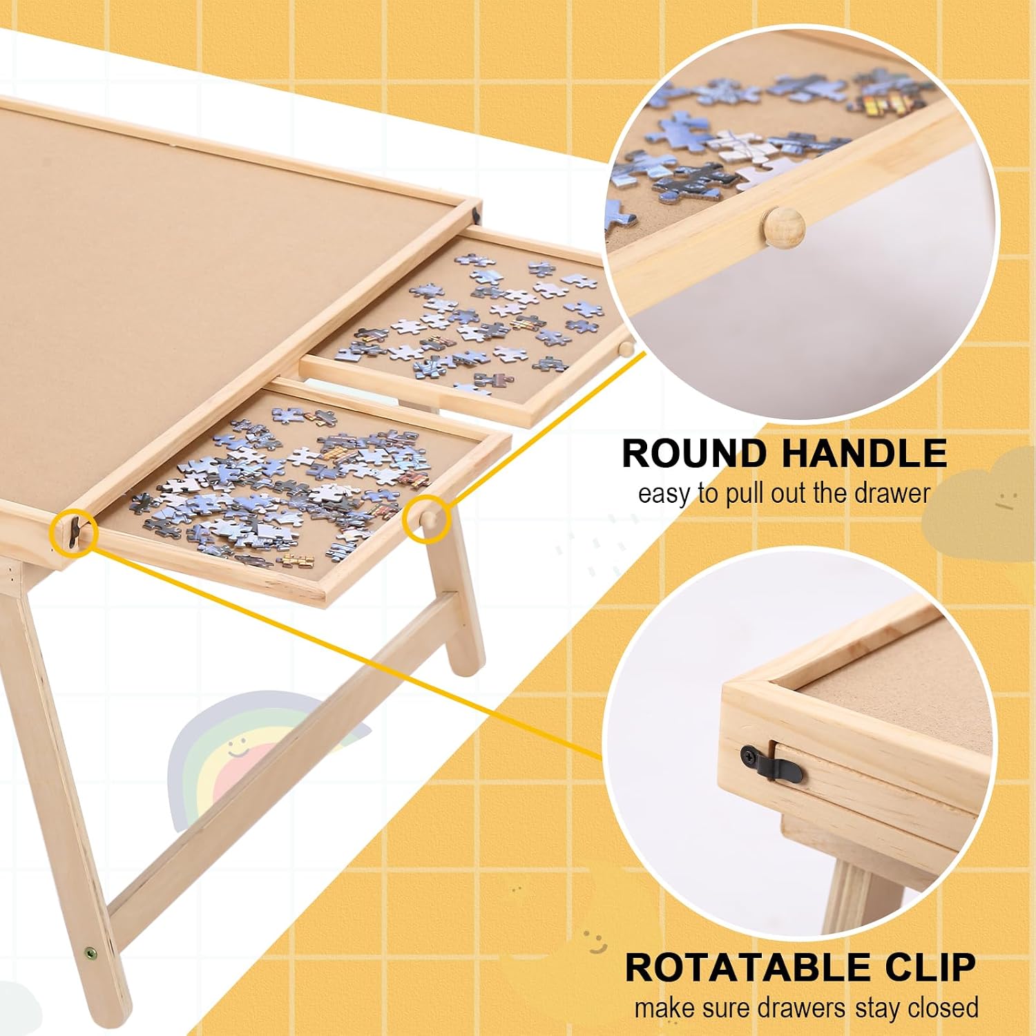 Puzzle Board 1500 Pieces,2 in 1 Jigsaw Puzzle Table with Folding Legs