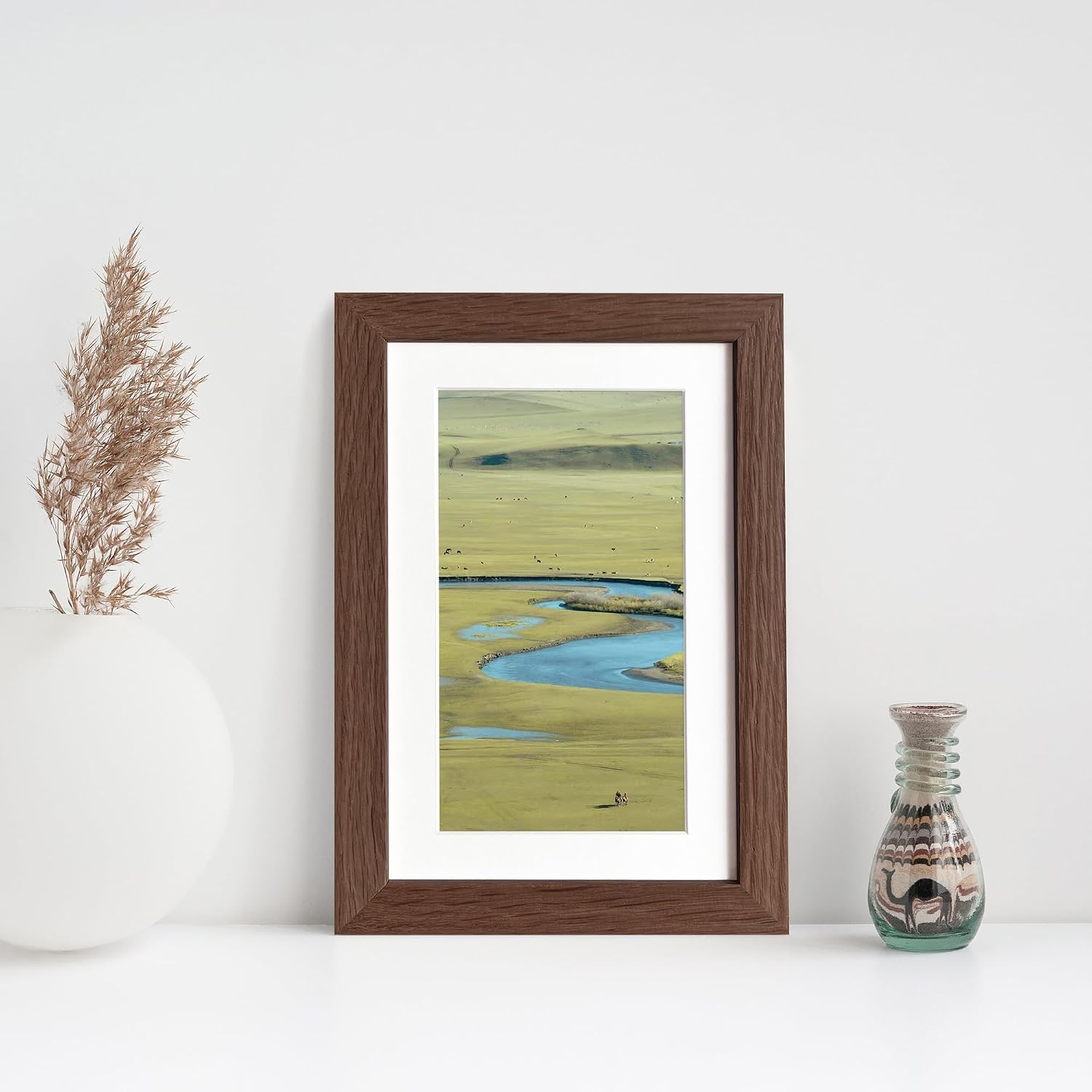4x6 Picture Frame, Solid Oak Wood 4x6 Picture Frames with Mat to 3x5