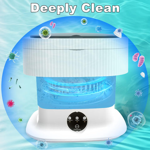 Mini Portable Washing Machine Small - 16L 60W Portable Mini Washing Machine with Spin, Mini Lavadora Portatil Washer Foldable, Small Washing Machine Portable Used for Travel Blue