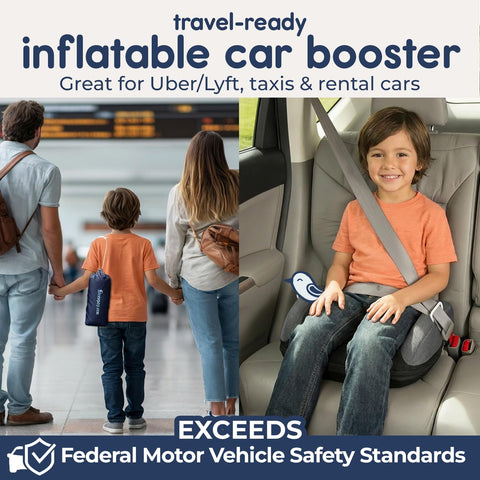 UberBoost Inflatable Booster Seat for Car, Travel Booster Seat, Black/Gray