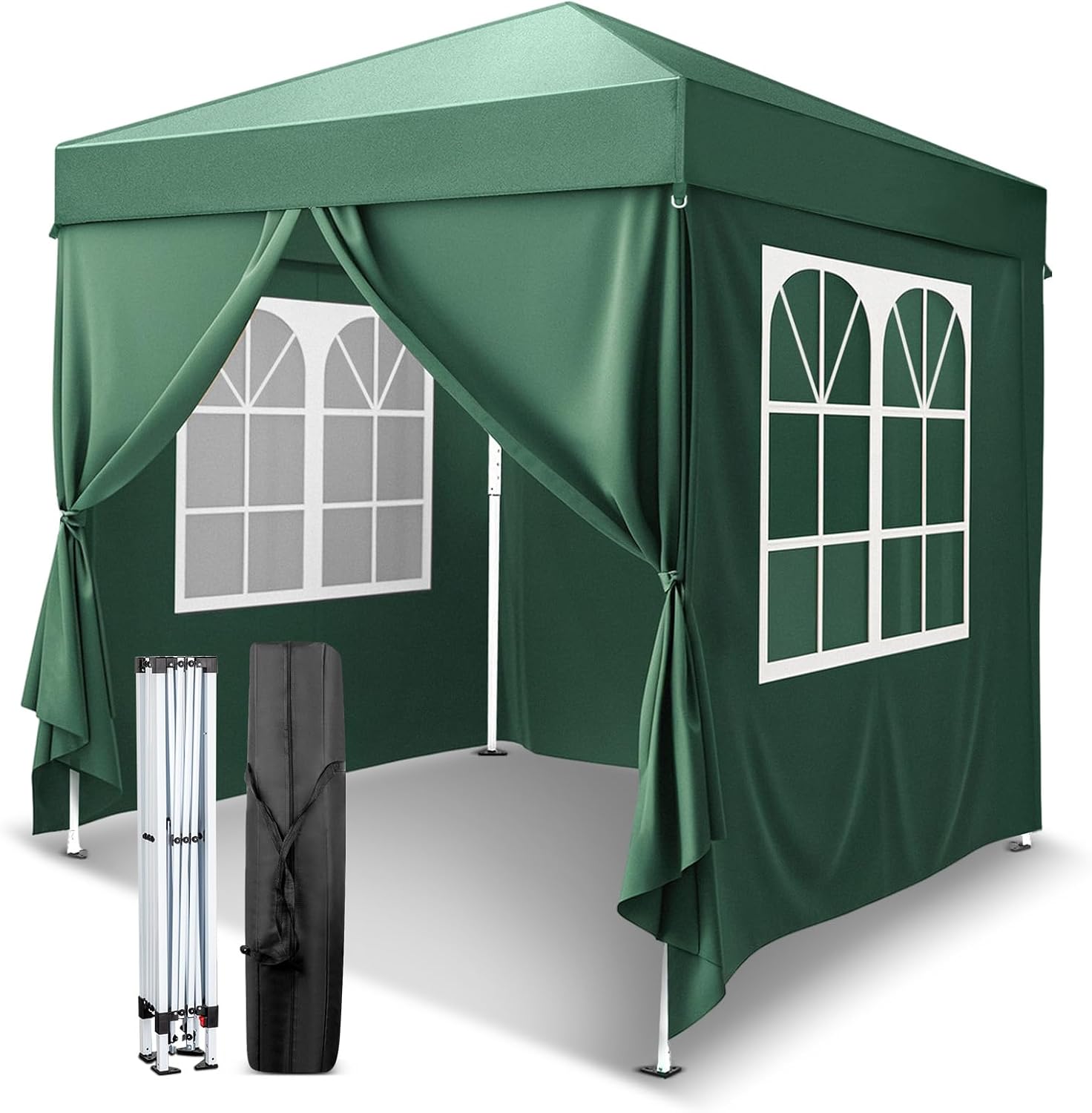 VINGLI 6.5x6.5 Pop Up Canopy Tent with Sidewalls, Outdoor Gazebo Canopy Tent, Patio Event Tents Outdoor Event Shelter for Parties (Green)