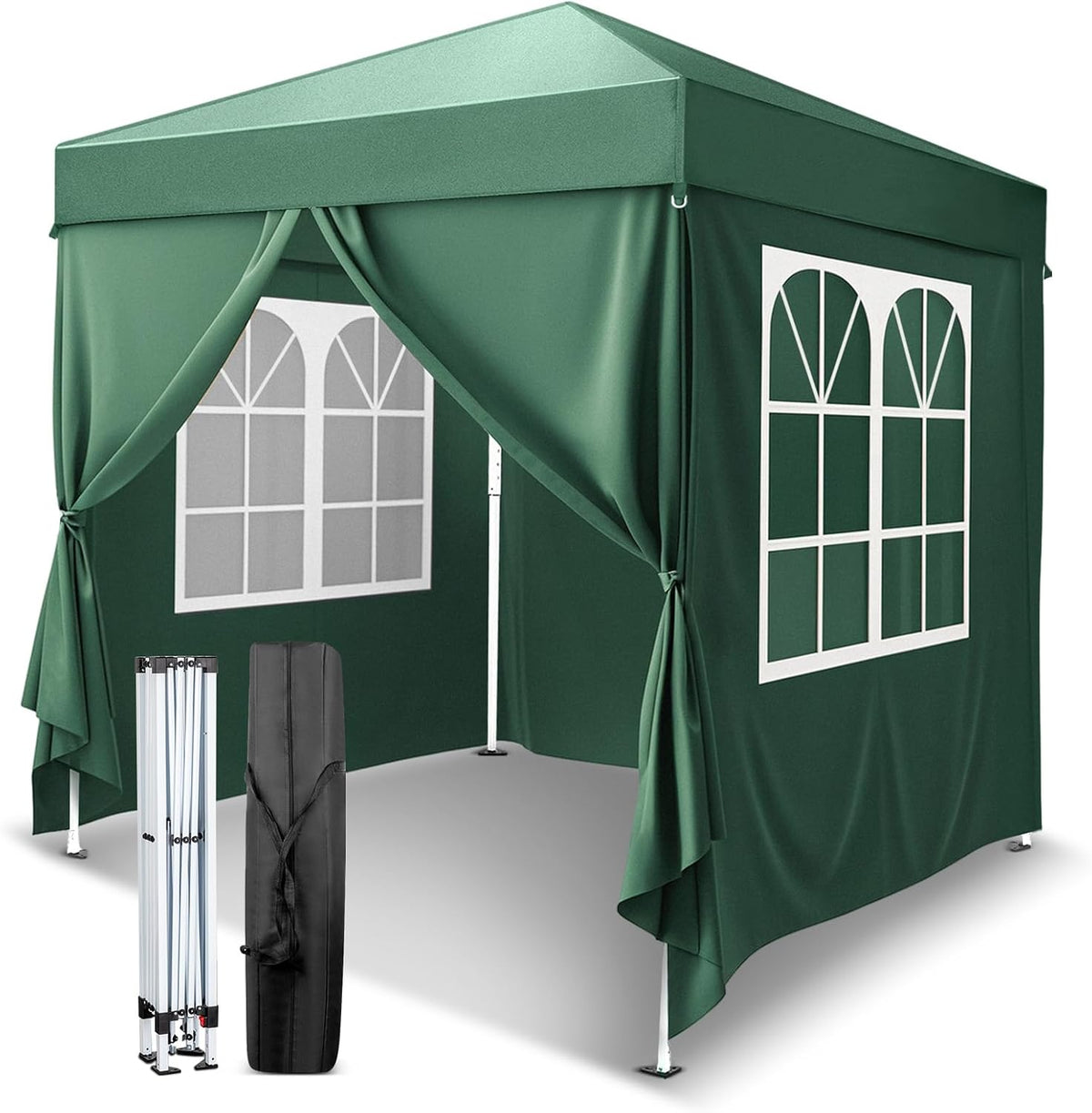 VINGLI 6.5x6.5 Pop Up Canopy Tent with Sidewalls, Outdoor Gazebo Canopy Tent, Patio Event Tents Outdoor Event Shelter for Parties (Green)