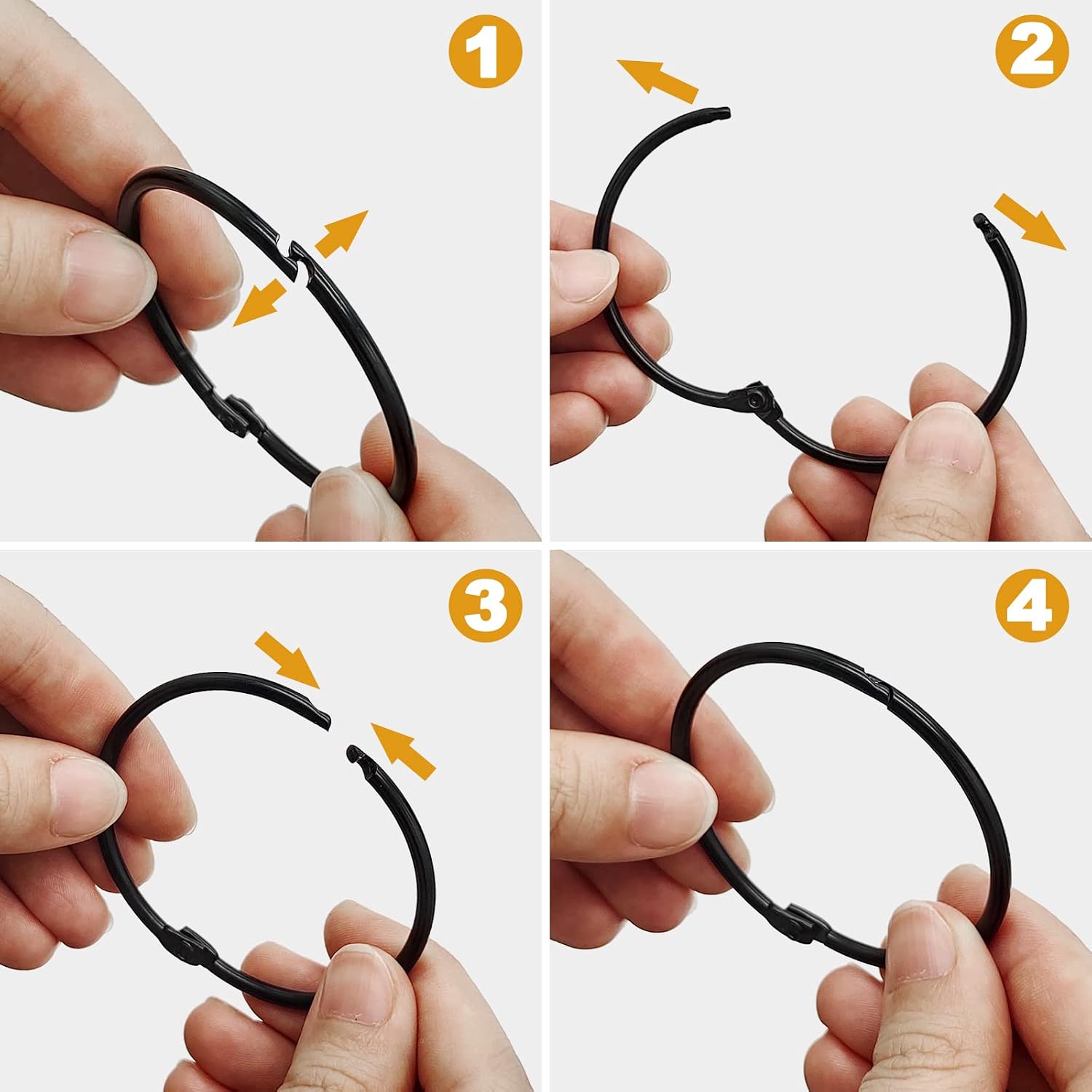 Shower Curtain Hooks Rings,12 Pcs Rustproof Metal Shower Hooks for Shower Curtain,Glide Smoothly Round Shower Rings for Curtain,Shower Curtain Rings for Bathroom Shower Rod,Snap Joint Design (Black)