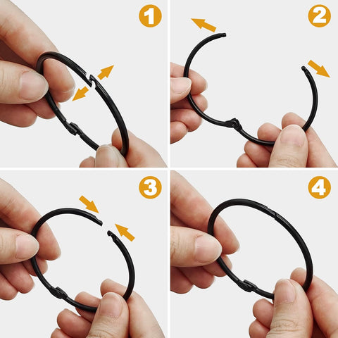 Shower Curtain Hooks Rings,12 Pcs Rustproof Metal Shower Hooks for Shower Curtain,Glide Smoothly Round Shower Rings for Curtain,Shower Curtain Rings for Bathroom Shower Rod,Snap Joint Design (Black)