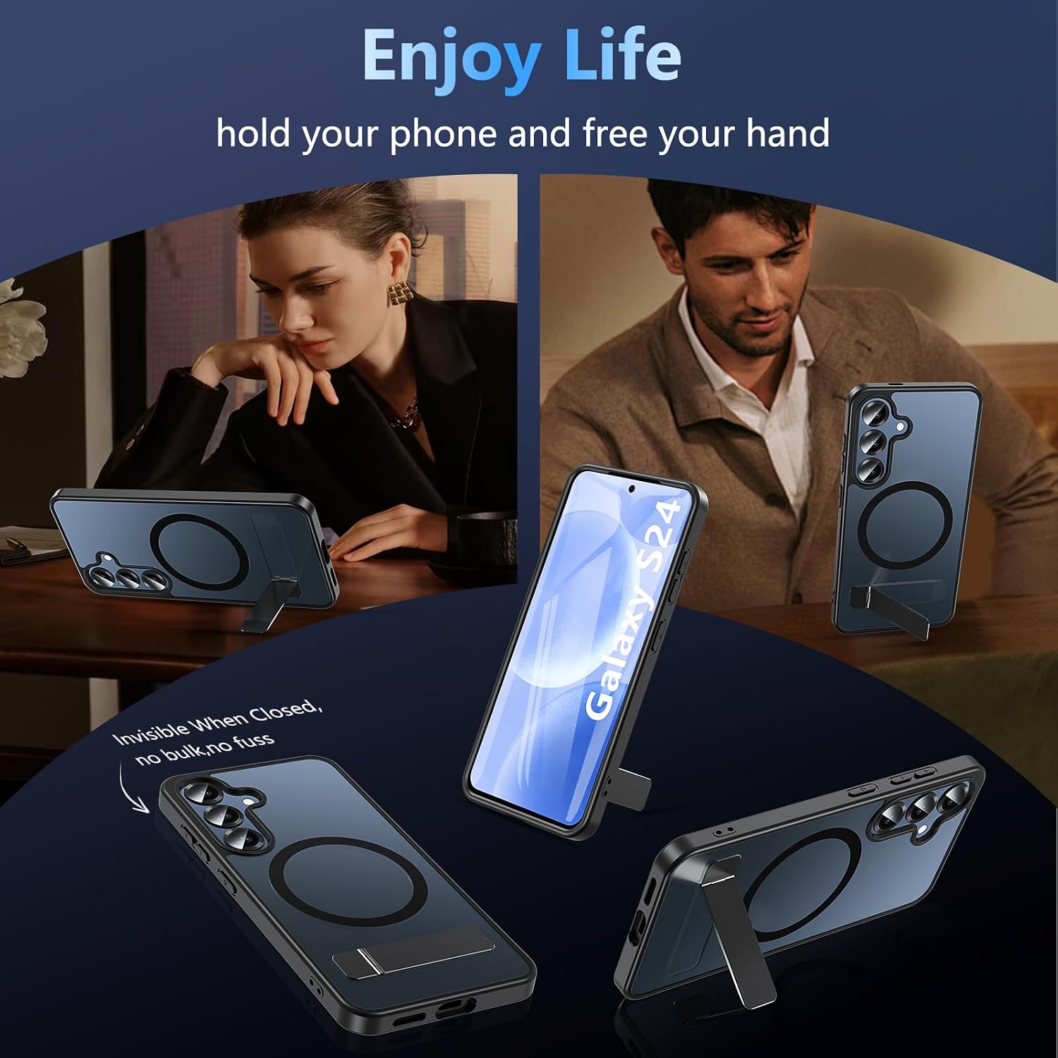 OWKEY Magnetic for Samsung Galaxy S24 Case 6.2",Fit for MagSafe,Black