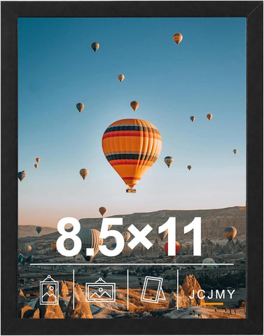 JCJMY 8.5x11 inch Picture Frame Black for Certificate Poster and Photo, Horizontal and Vertical Formats for Wall Hanging or Tabletop, 8.5x11 Frame with Shatter Resistant Plexiglass, Black