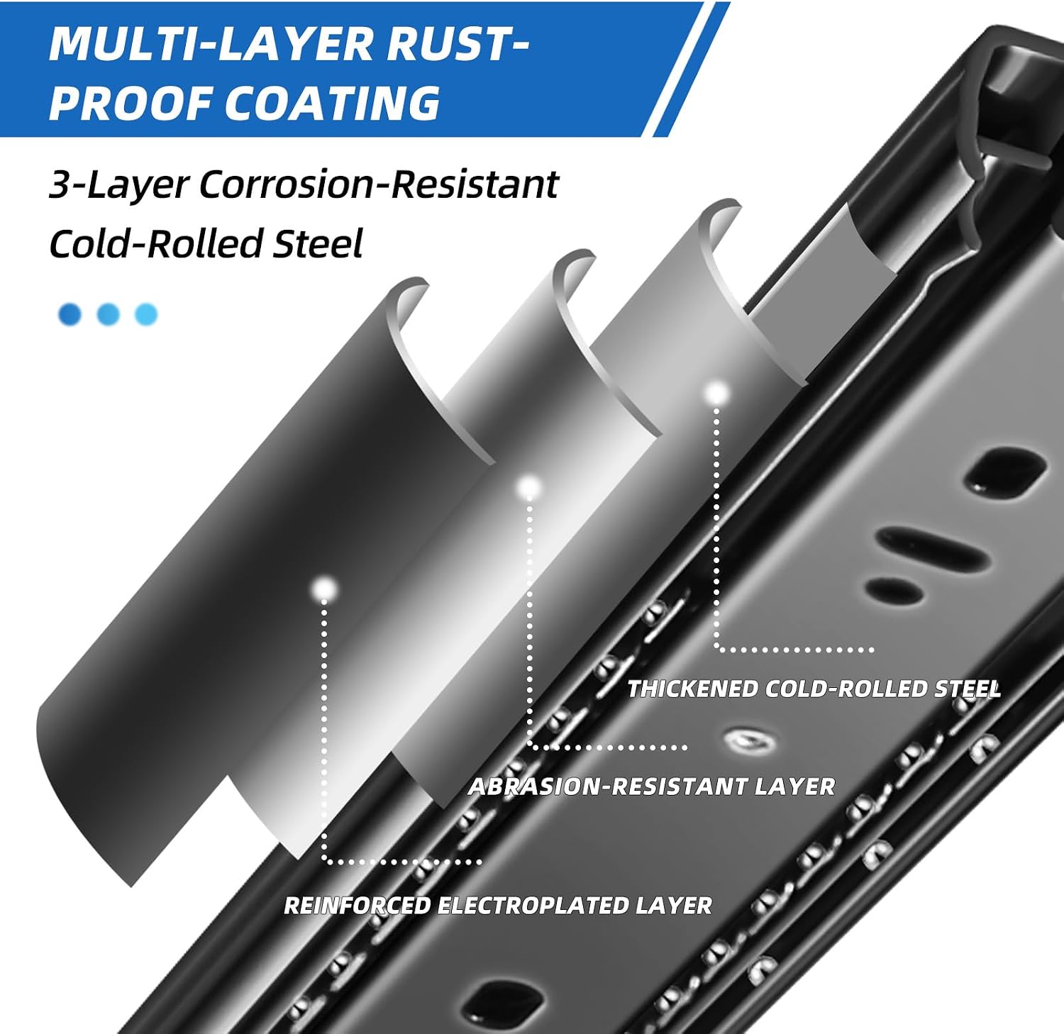 Drawer Slides 1 Pair Full Extension 12 14 16 18 20 22 24 inch Side Mount Pull Out Kitchen Cabinet Rails Bracket Replacement Ball Bearing (Basic-1 Pair, 12 Inch)