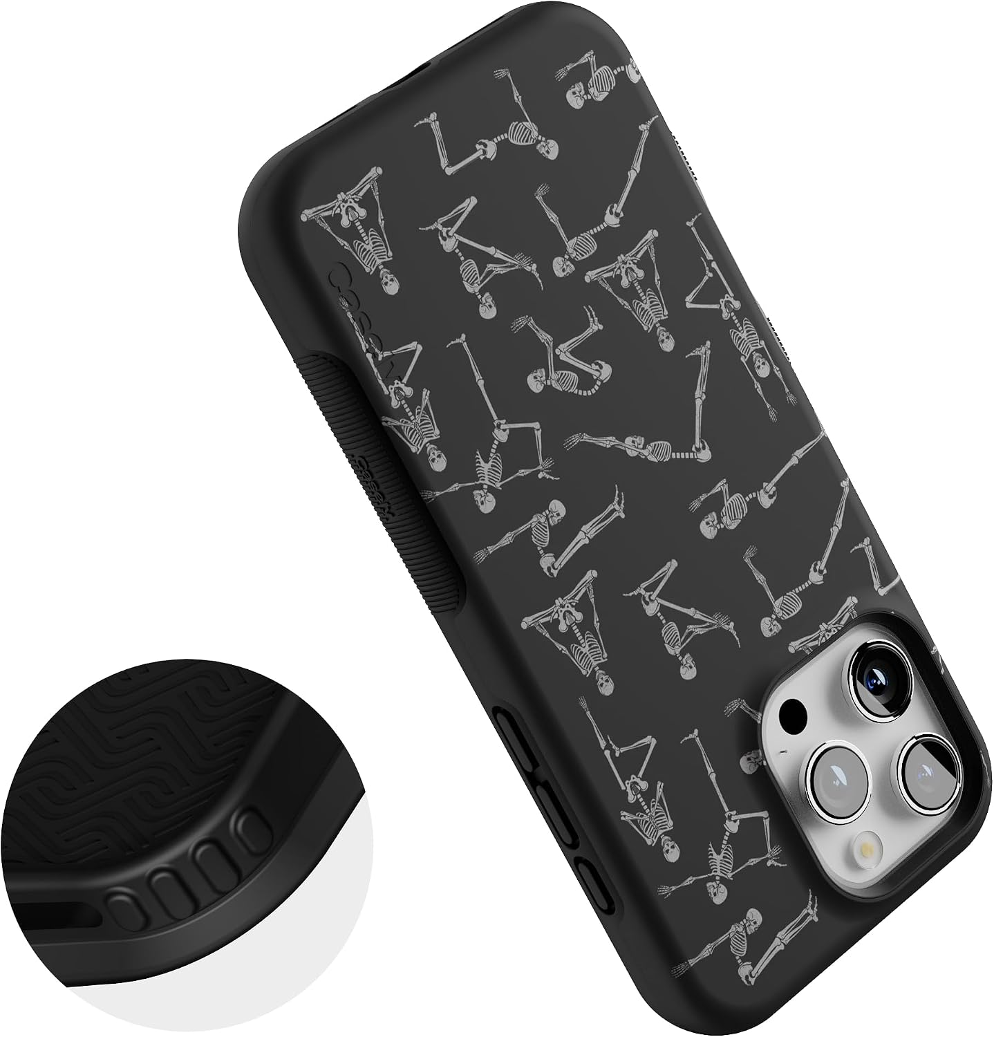 Casely iPhone 16 Pro Max Case | Corpse Pose | Skeleton Yoga | Bold Protective Design | Compatible with MagSafe