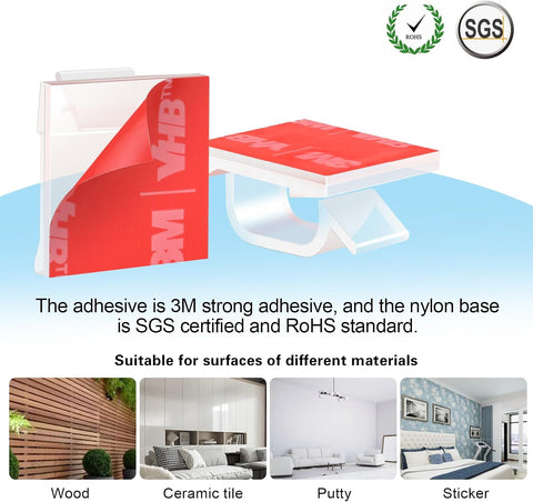 XHF 60PCS 3/4” Clear Adhesive Cable Wire Wall Light Clips, Cord Holder