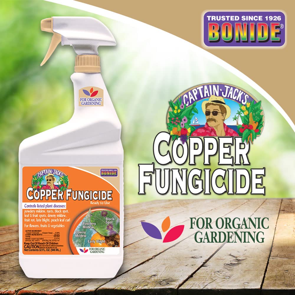 Bonide Captain Jack's Copper Fungicide, 32 oz Ready-to-Use Spray for Organic Gardening, Controls Common Diseases, for Fruit Trees, Vegetables & Ornamentals, 1 lb