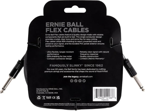 Ernie Ball Flex Instrument Cable Straight/Straight 20ft - Black (P06435)