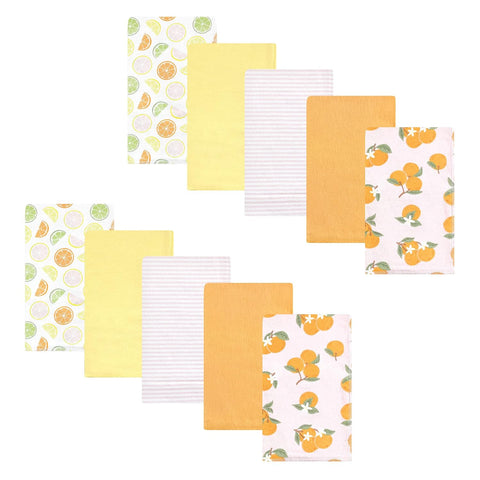 Hudson Baby Unisex Baby Cotton Flannel Burp Cloths, Citrus Orange, One Size