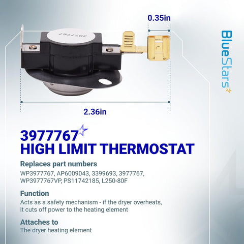 BlueStars 3387134 Cycling Thermostat 3392519 Dryer Thermal Fuse