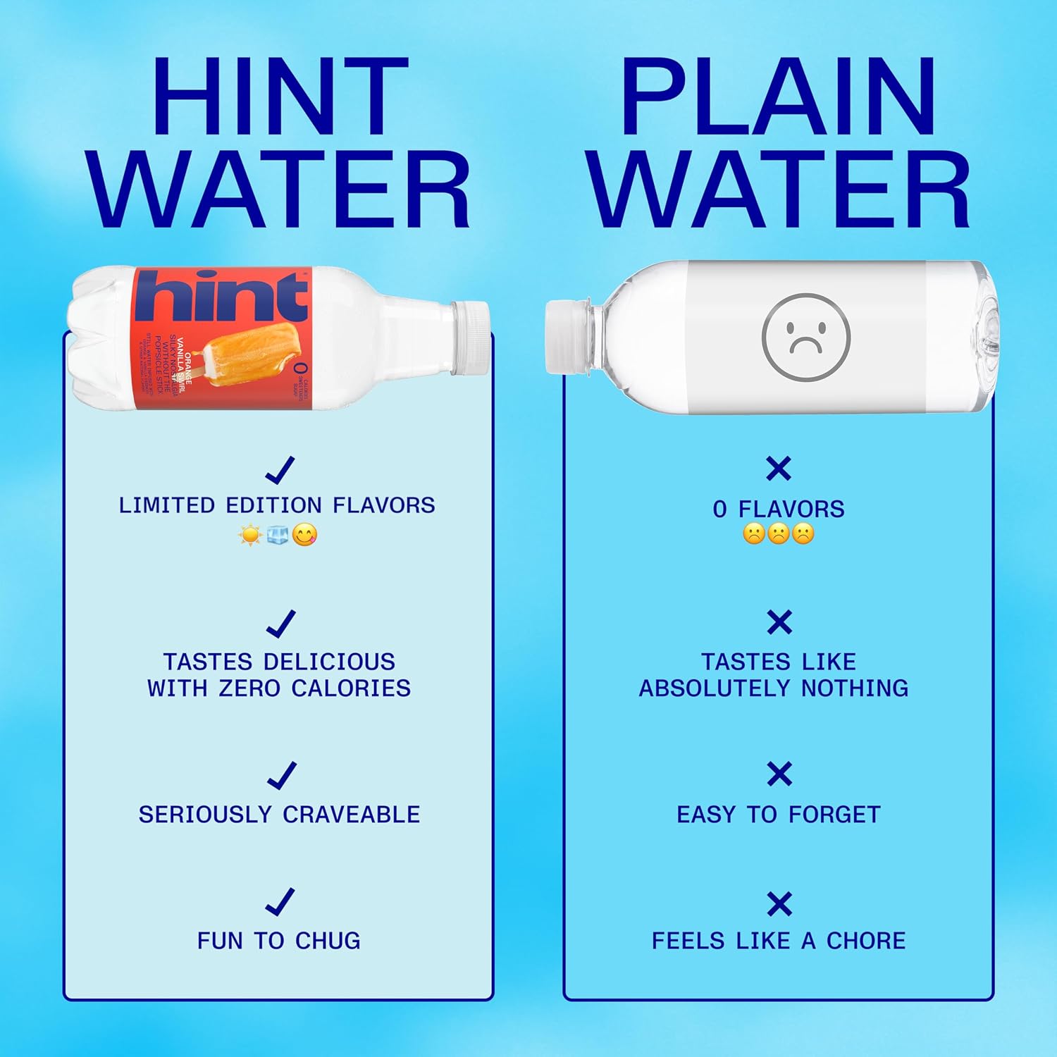 Hint Flavored Water Zero Sugar 0 Calories - Orange Vanilla Swirl (12 pack)