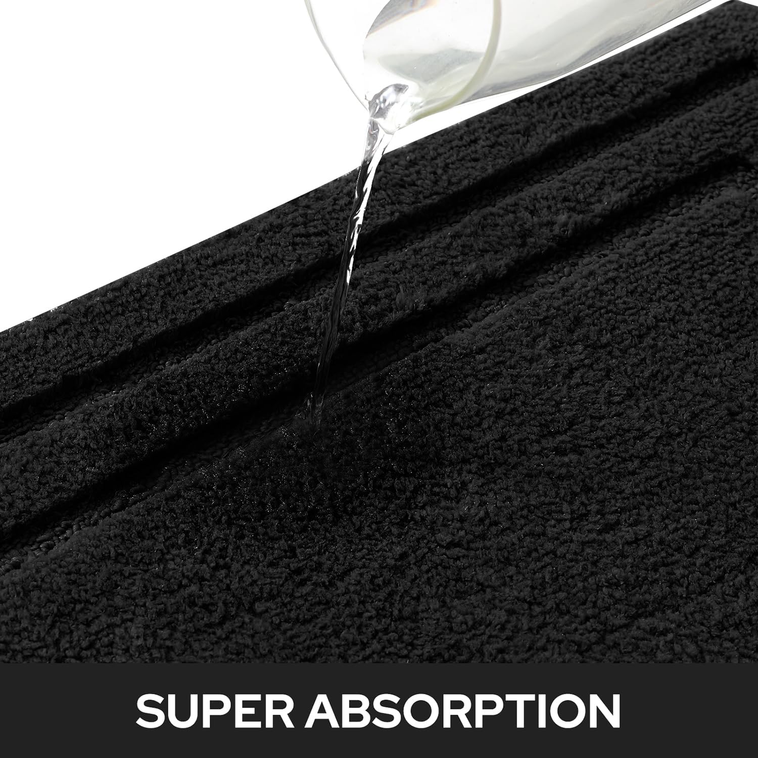 HOMEIDEAS Bathroom Rugs Sets 2 Piece, Super Soft Non Slip Bath Mat Black