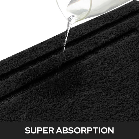 HOMEIDEAS Bathroom Rugs Sets 2 Piece, Super Soft Non Slip Bath Mat Black