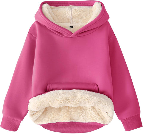 Flygo Kids Sherpa Lined Fleece Hoodie Warm Pullover Sweatshirt Sweater