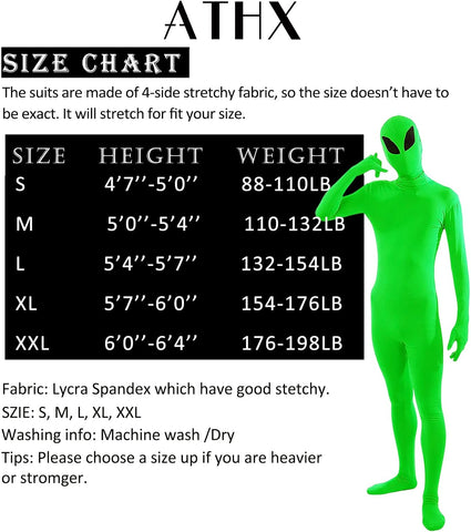 ATHX Men's and Women's Bodysuit Costume Stretchy Spandex Unitard Halloween Cosplay Full Body Suit Zentai Skin Suit