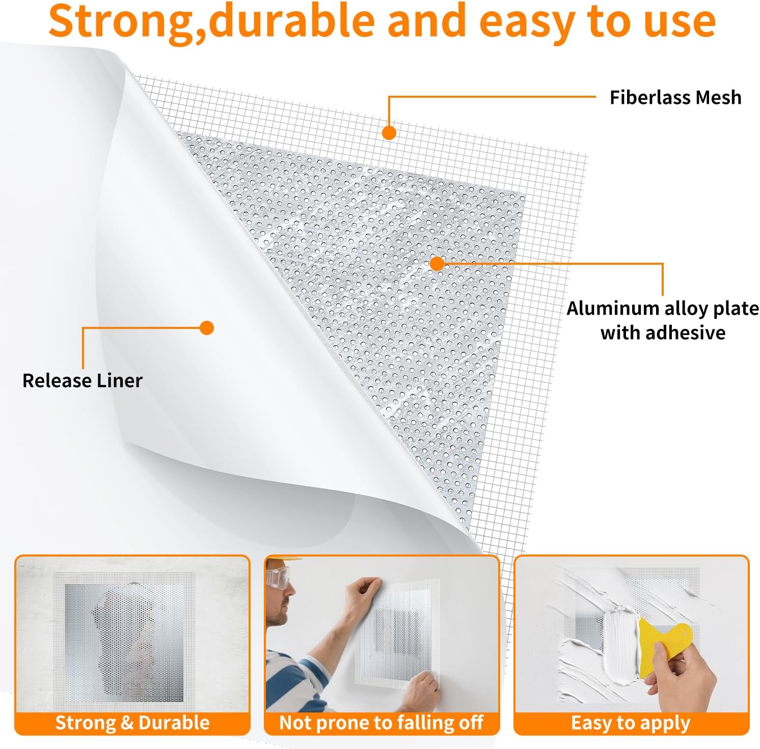 Wall Patch Drywall Repair Kit, 10 x 10 Inch, Self-Adhesive Mesh Patch, Permanently Repairs Damaged Large Walls Hole and Ceilings