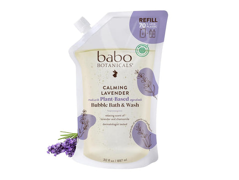BABO Botanicals Calming Lavender 2-in-1 Bubble Bath & Wash - Relaxing Chamomile & Lavender - EWG Verified- Vegan- for All Ages- Scented with Lavender Essential Oil