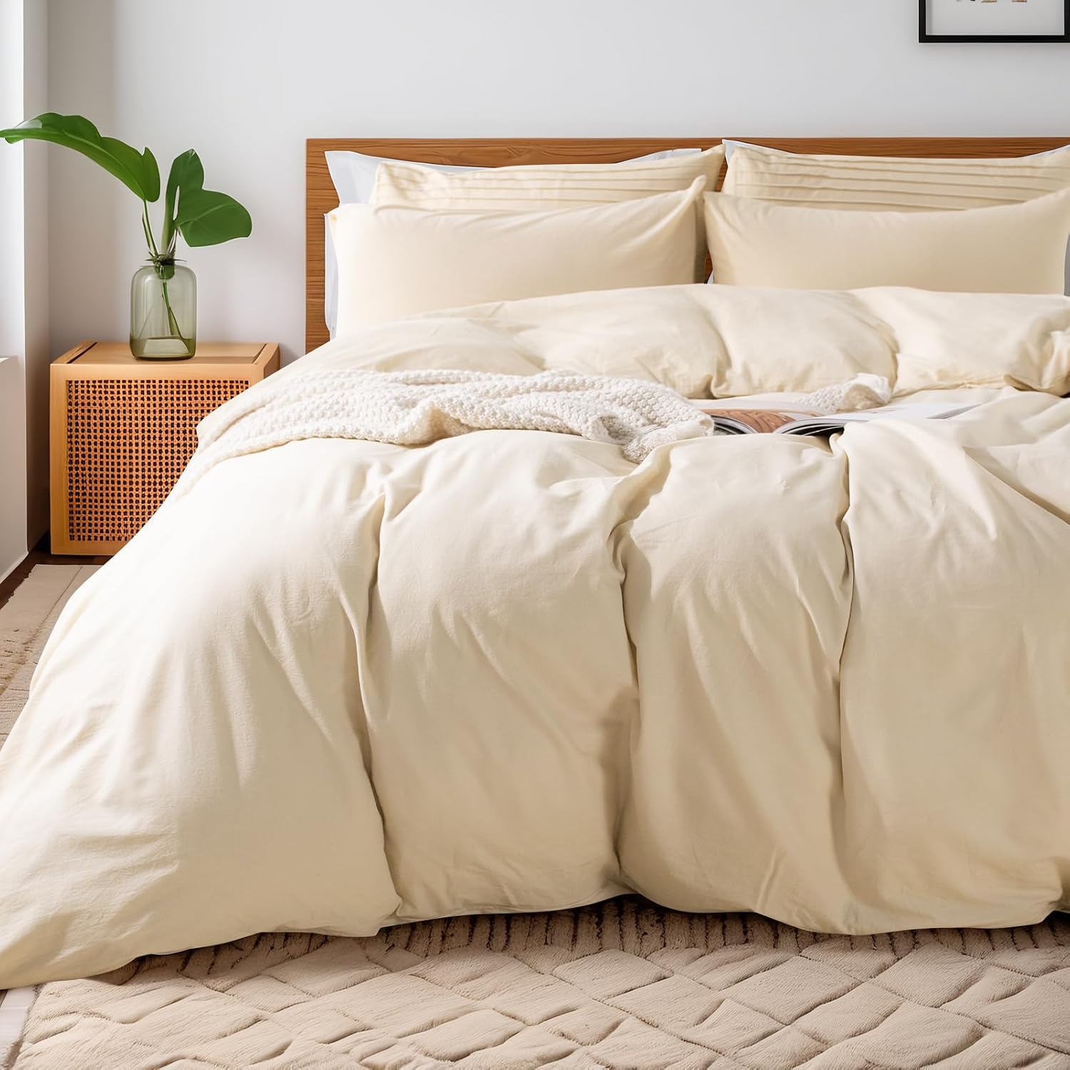 NEXHOME PRO Duvet Cover Twin XL 100% Washed Cotton, Breathable, Durable, Textured, Linen Like, Home Bedding Set 68"x90"