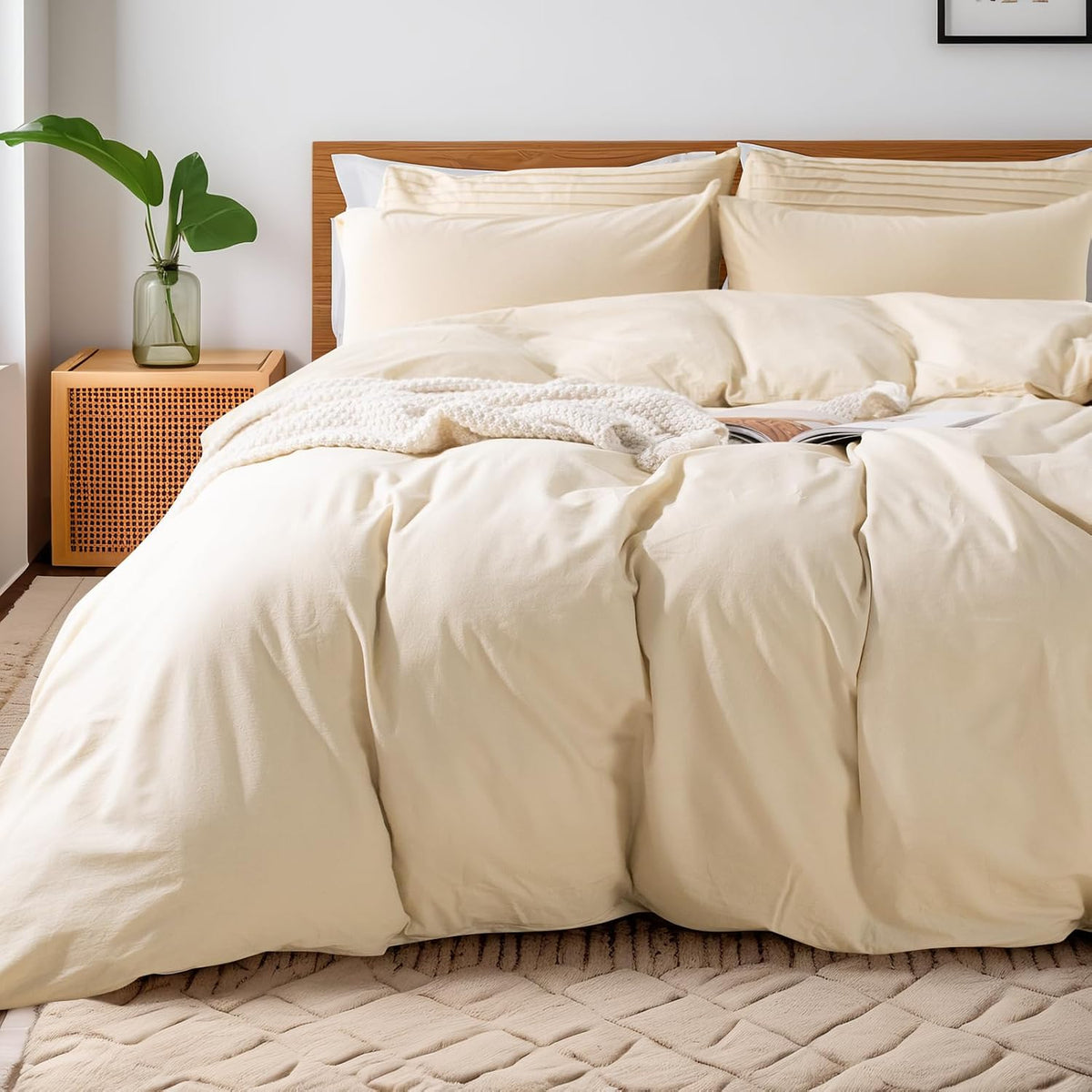 NEXHOME PRO Duvet Cover Twin XL 100% Washed Cotton, Breathable, Durable, Textured, Linen Like, Home Bedding Set 68"x90"