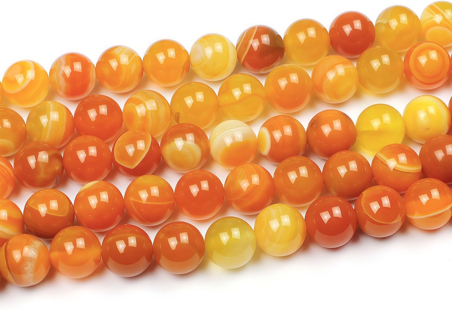 MJDCB Natural Stone Beads Orange Stripe Agate Round Loose Beads for Jewelry Making DIY Bracelet Necklace (6mm)